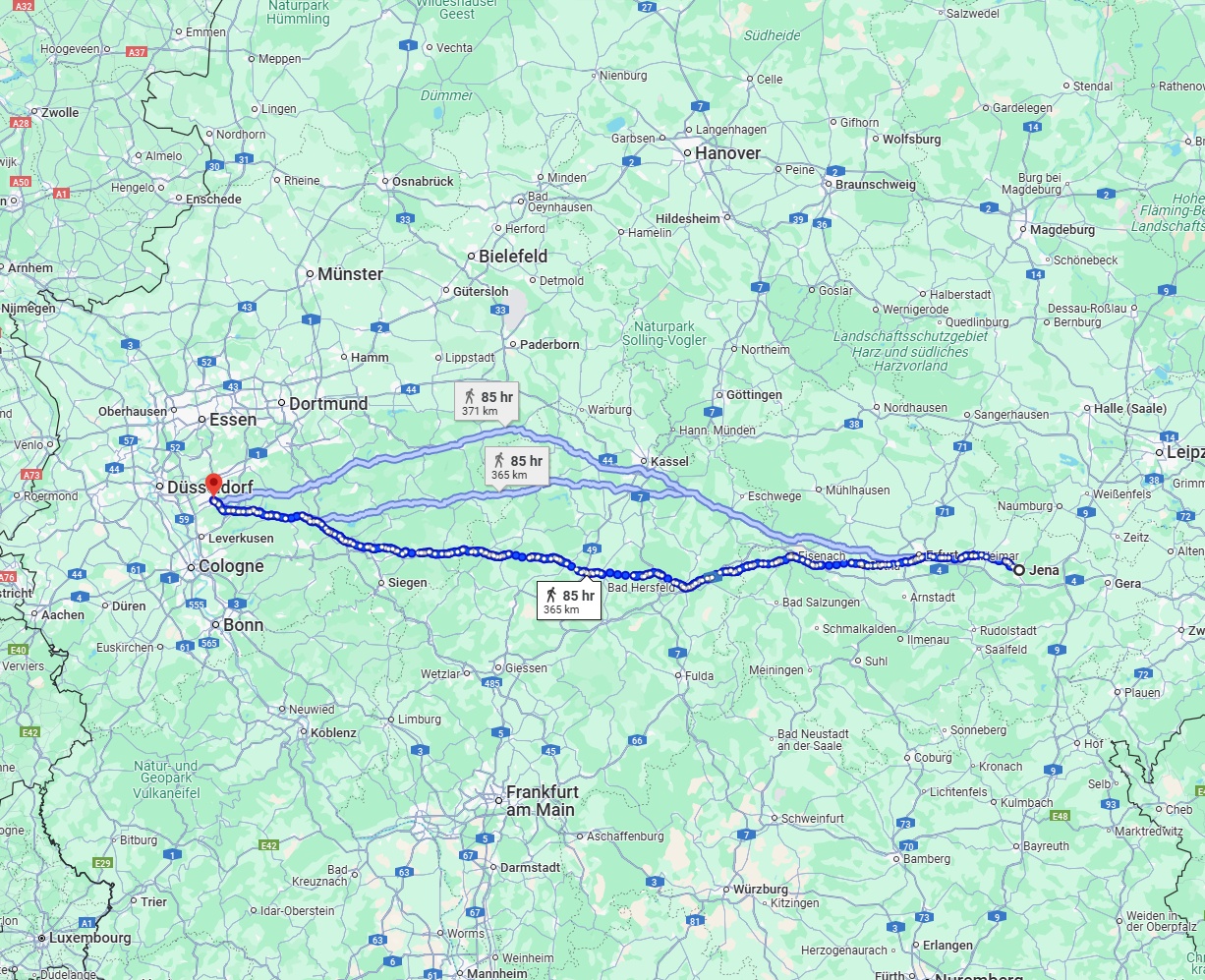 Anreise von Jena Zu Solingen Über 