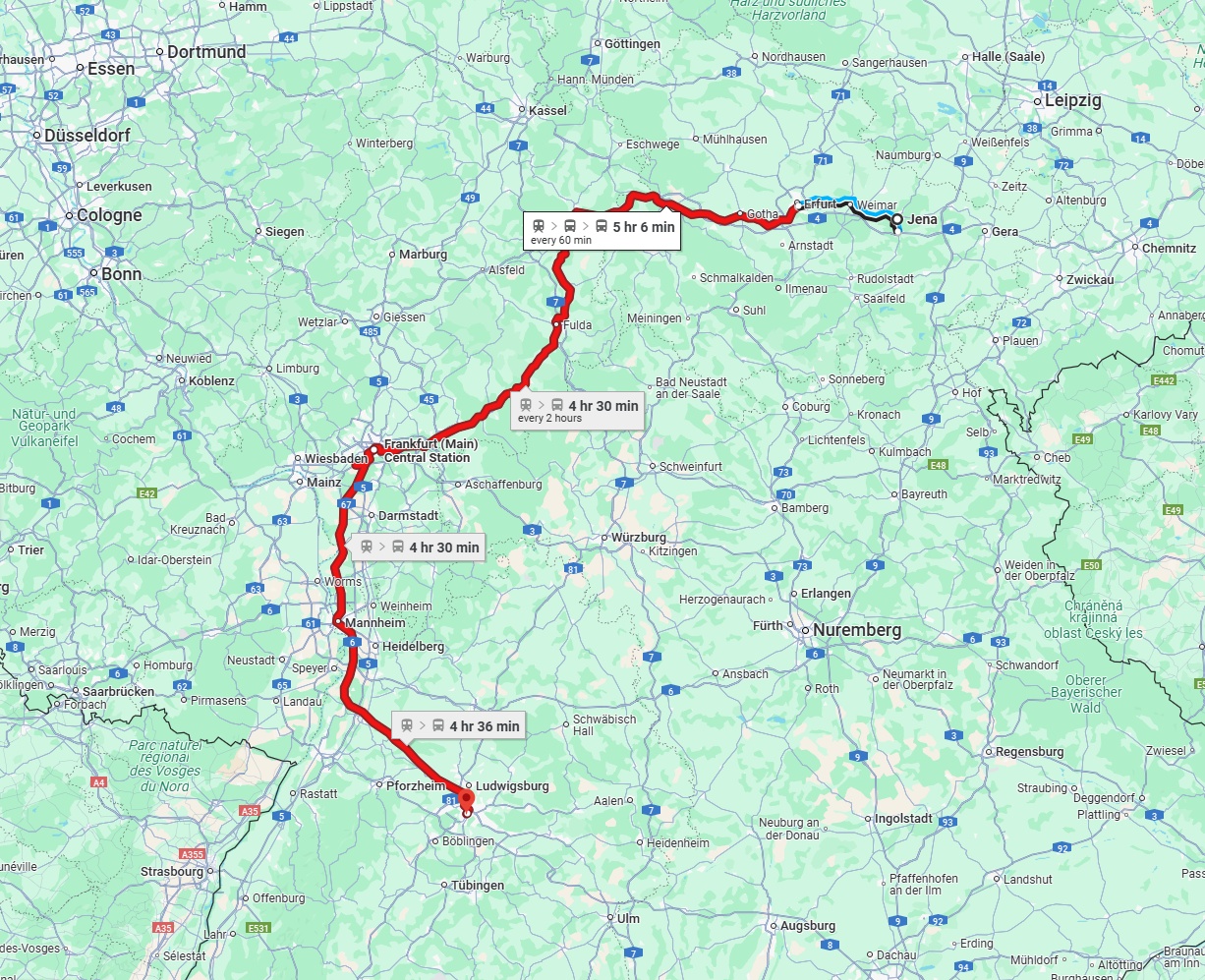 Anreise von Jena Zu Stuttgart Über 