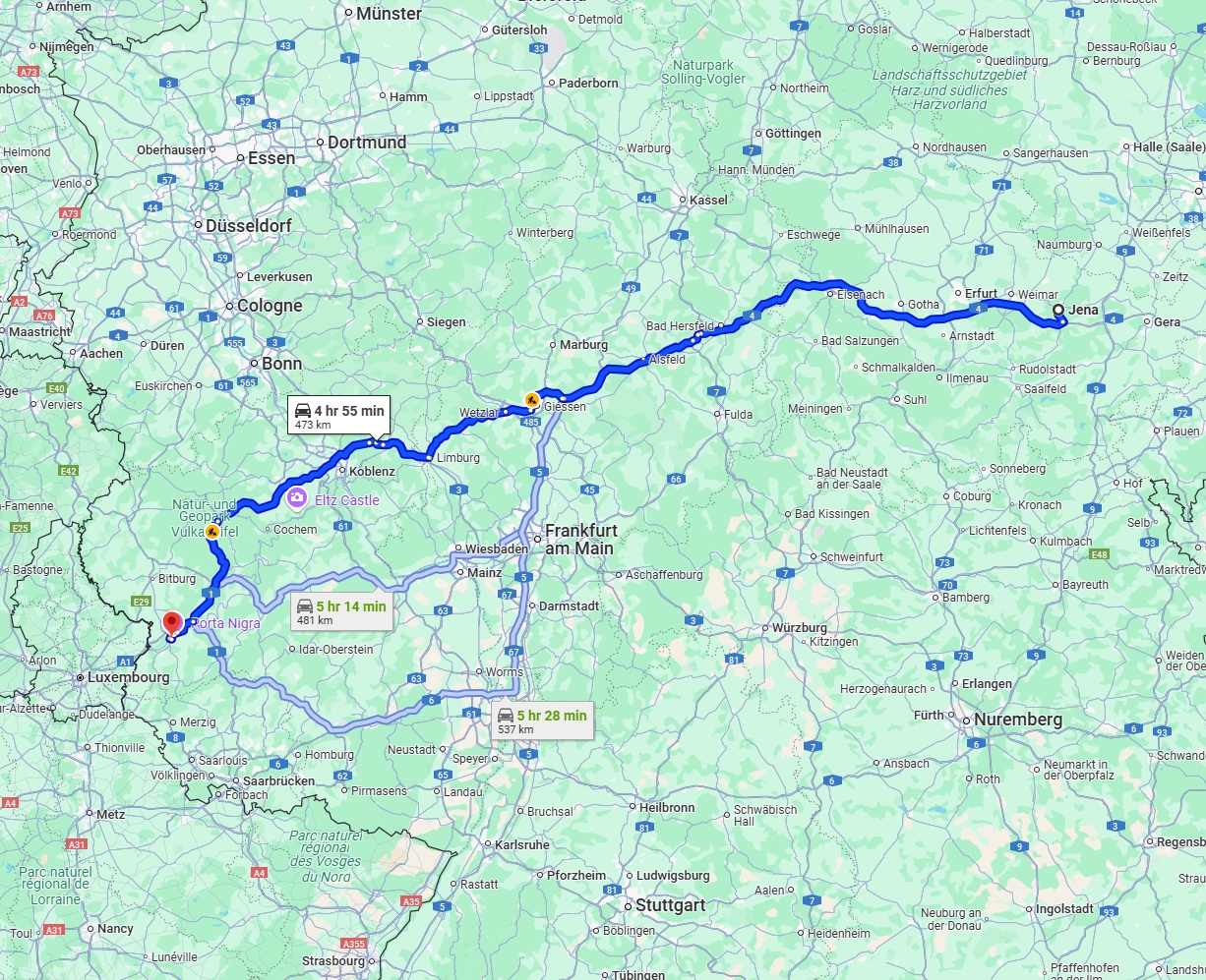 Anreise von Jena Zu Trier Über via A4