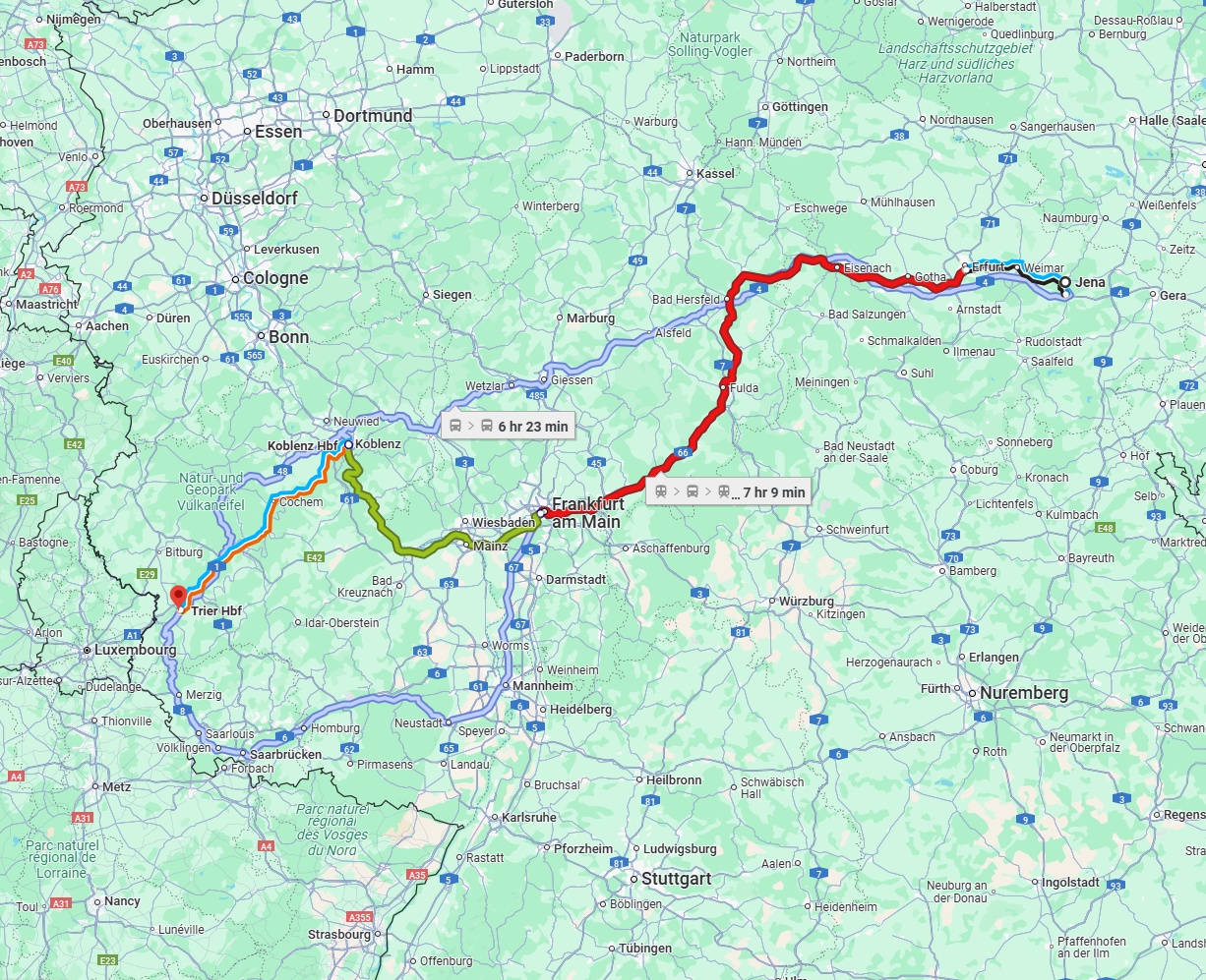 Anreise von Jena Zu Trier Über 