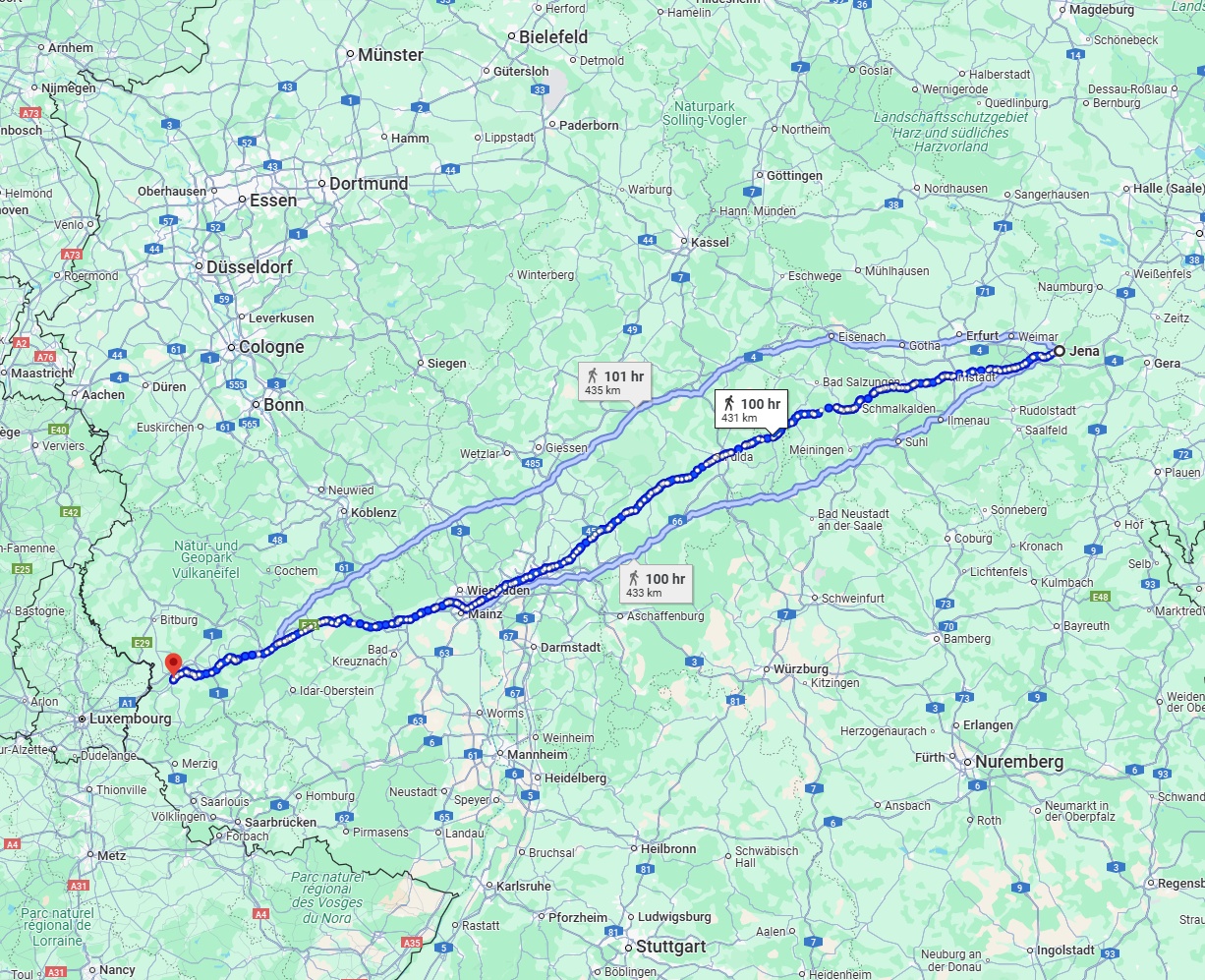 Anreise von Jena Zu Trier Über 