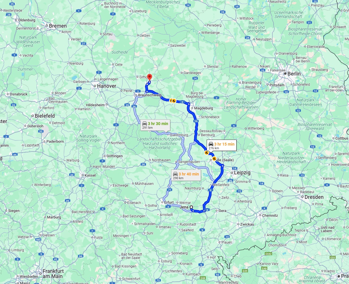 Anreise von Jena Zu Wolfsburg Über via A14