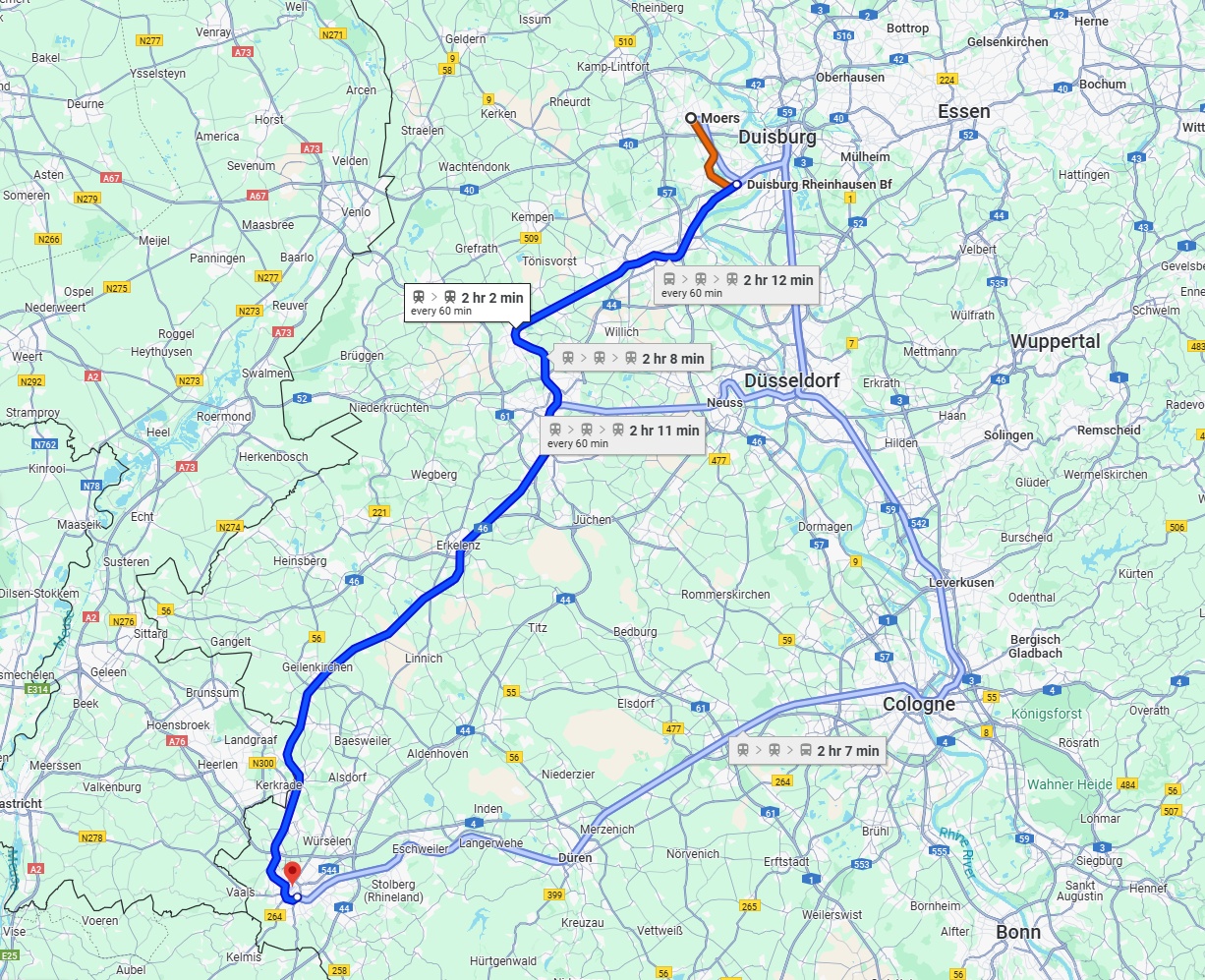 Anreise von Moers Zu Aachen Über 