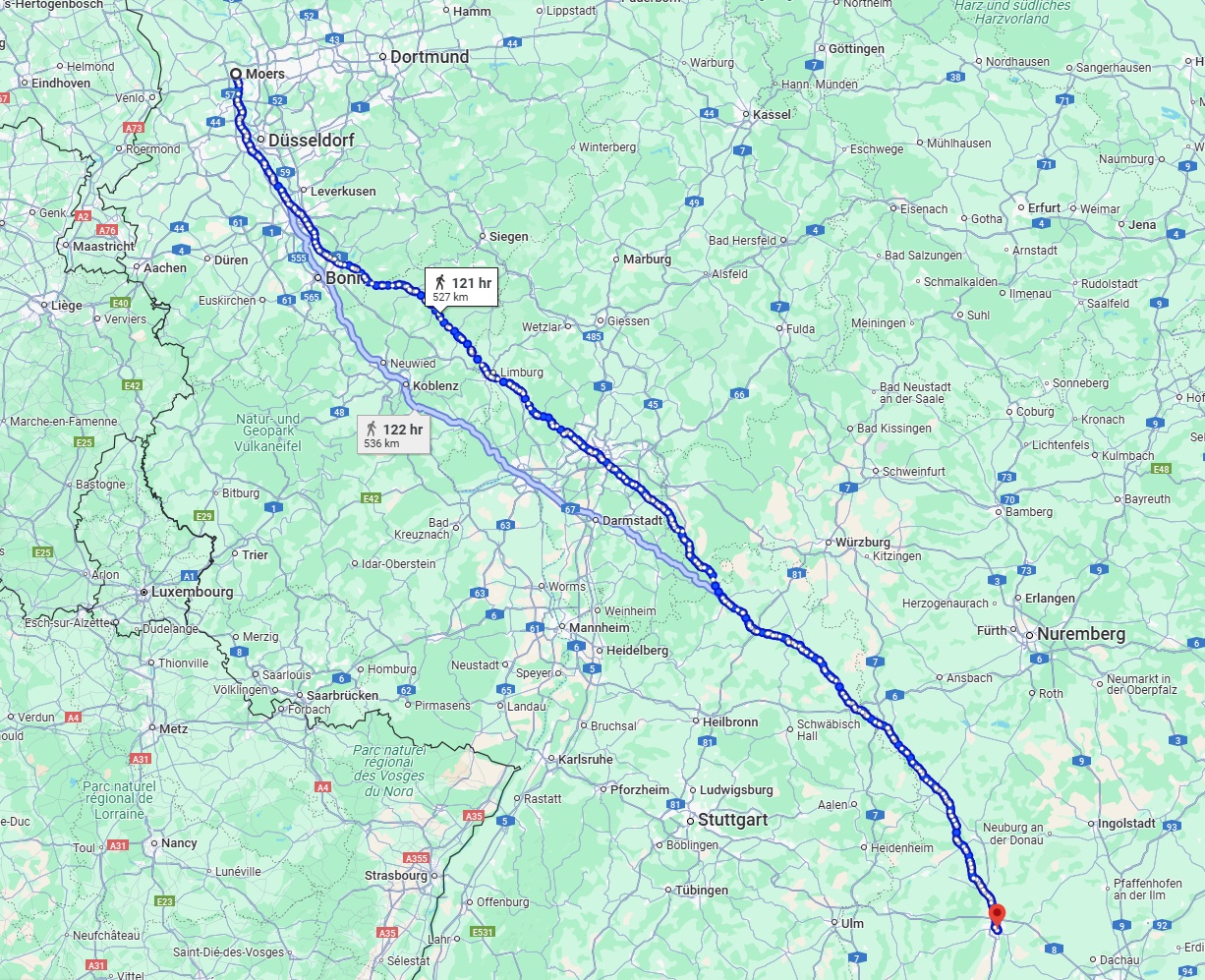 Anreise von Moers Zu Augsburg Über 