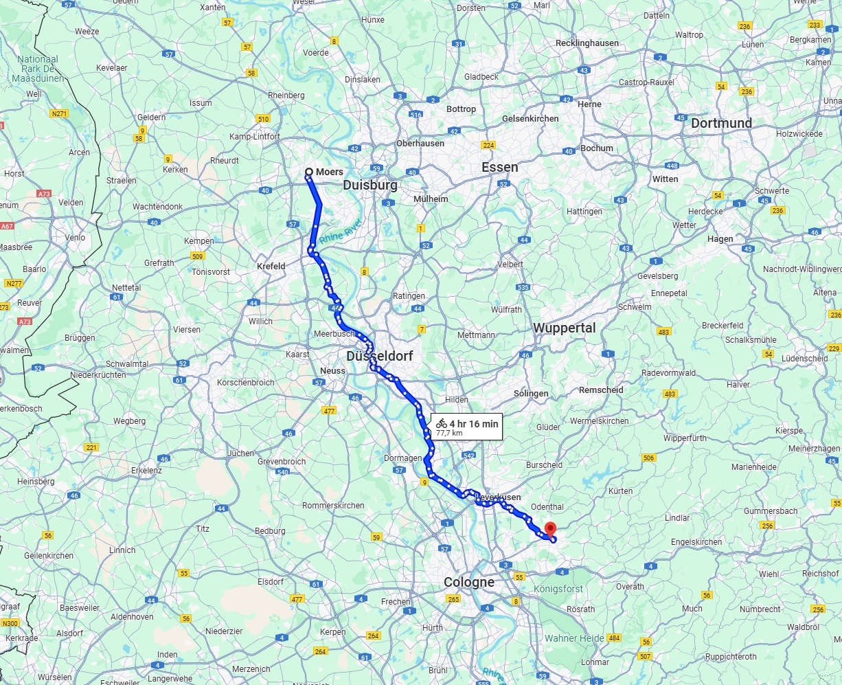 Anreise von Moers Zu Bergisch Gladbach Über 