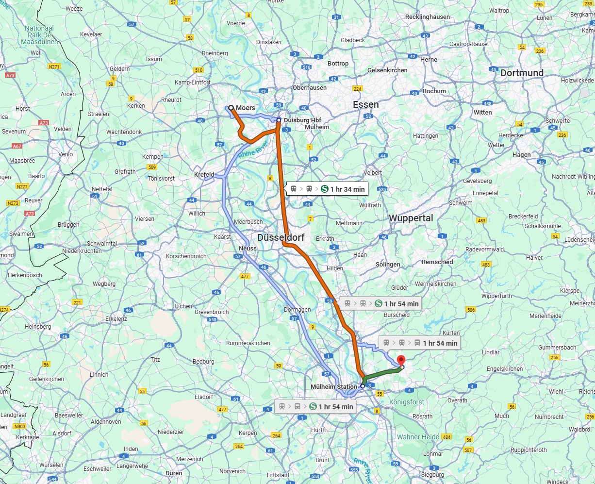 Anreise von Moers Zu Bergisch Gladbach Über 