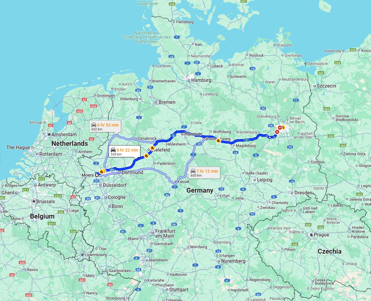 Anreise von Moers Zu Berlin Über via A2