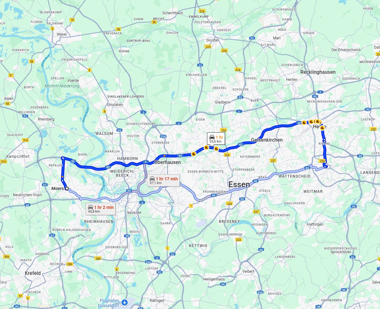 Anreise von Moers Zu Bochum Über via A42