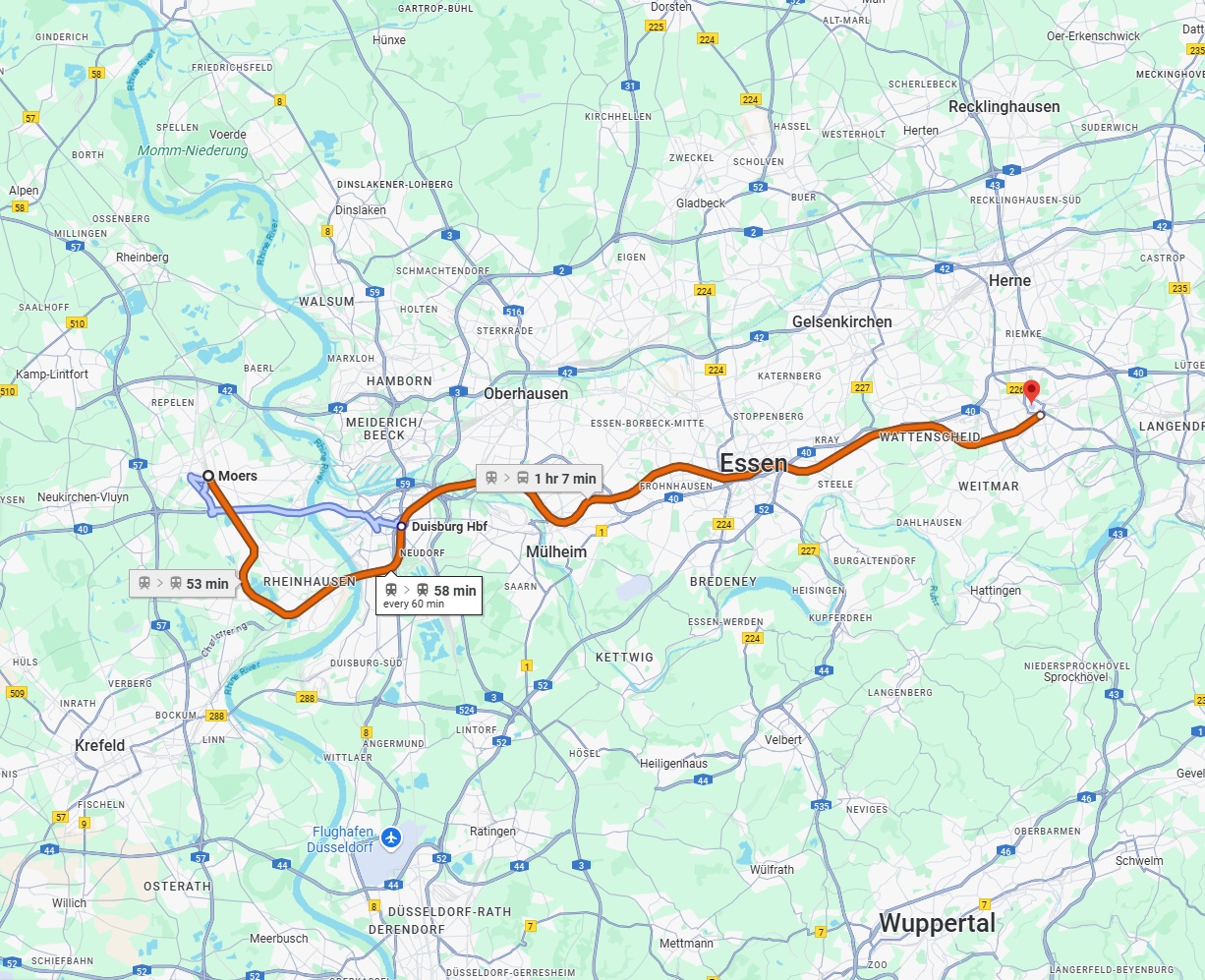 Anreise von Moers Zu Bochum Über 