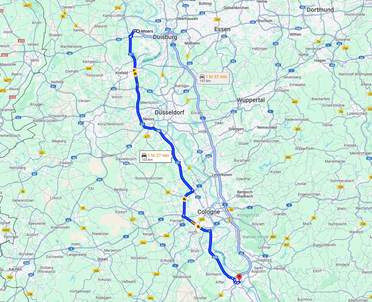 Anreise von Moers Zu Bonn Über via A57