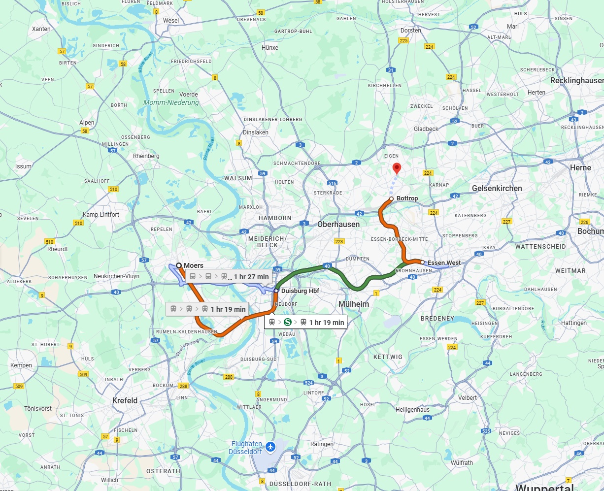 Anreise von Moers Zu Bottrop Über 