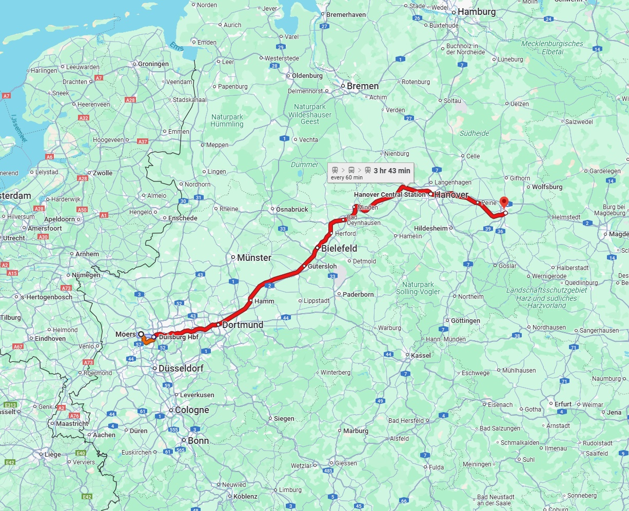 Anreise von Moers Zu Braunschweig Über 