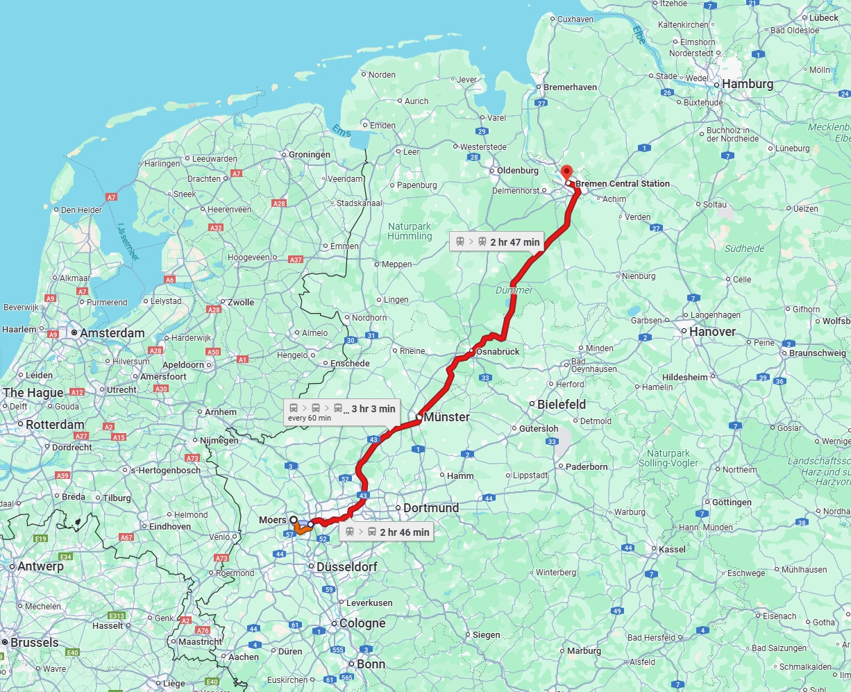 Anreise von Moers Zu Bremen Über 