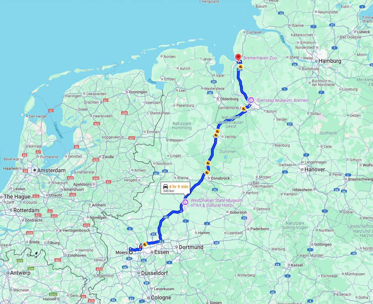 Anreise von Moers Zu Bremerhaven Über via A1