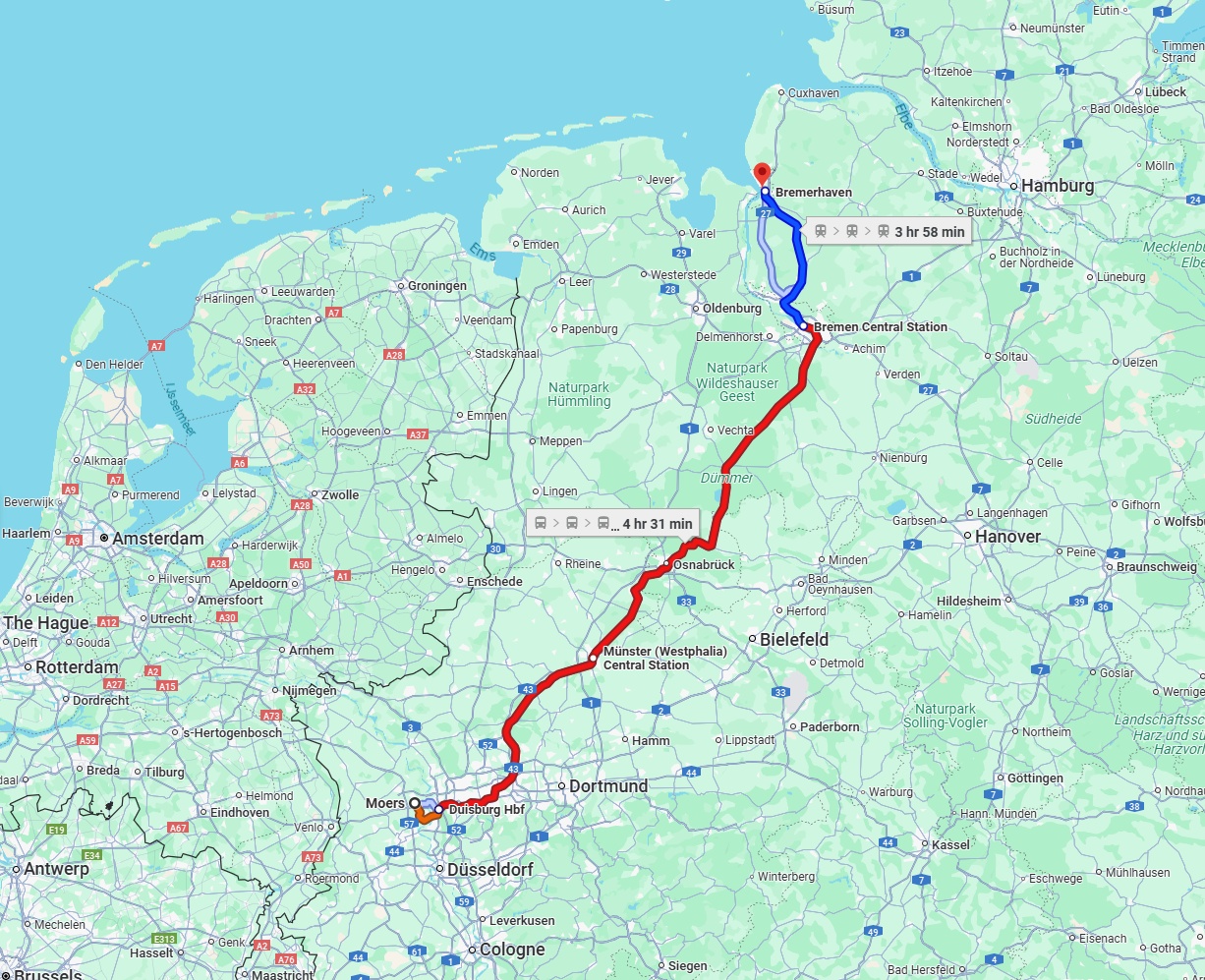 Anreise von Moers Zu Bremerhaven Über 