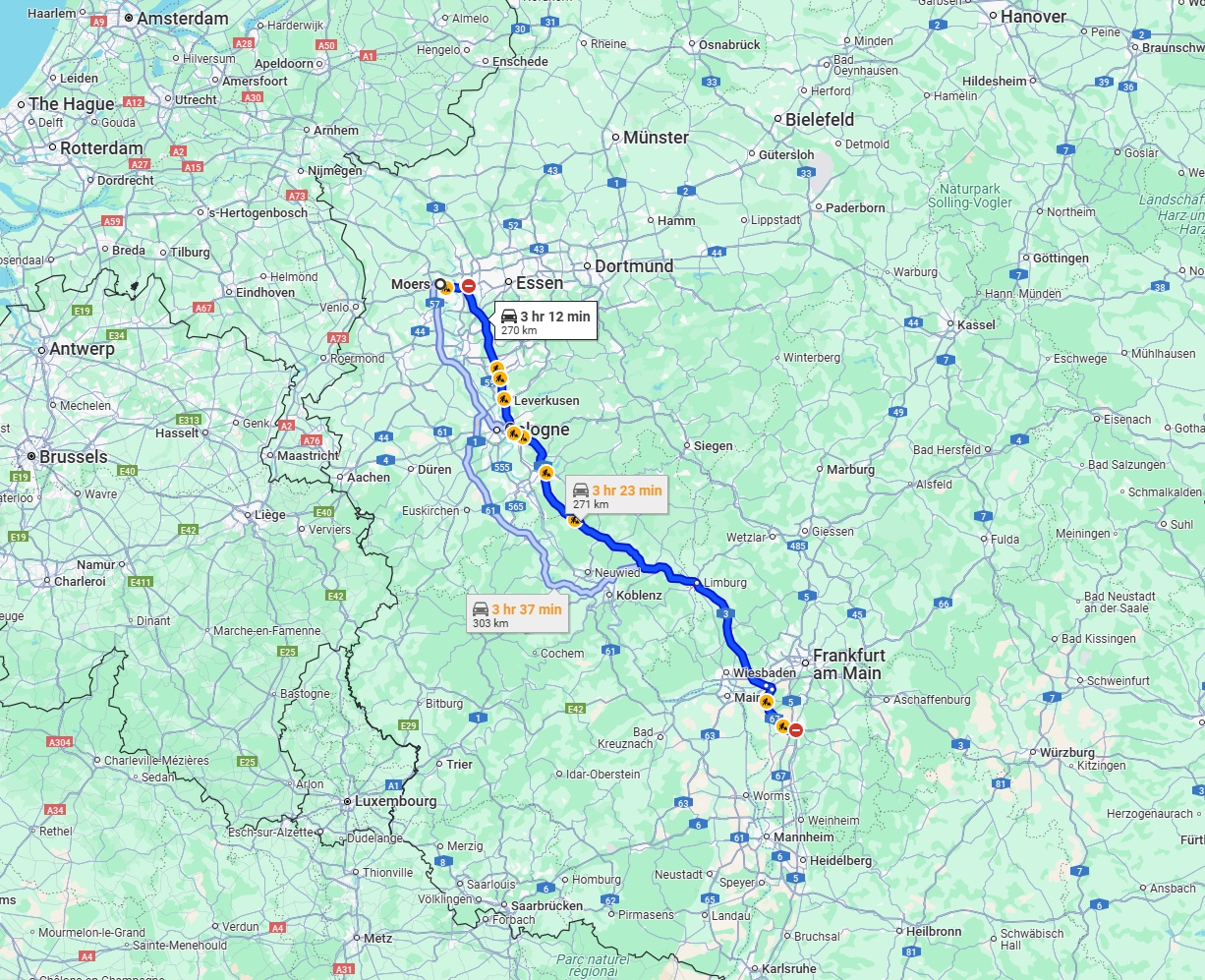 Anreise von Moers Zu Darmstadt Über via A3