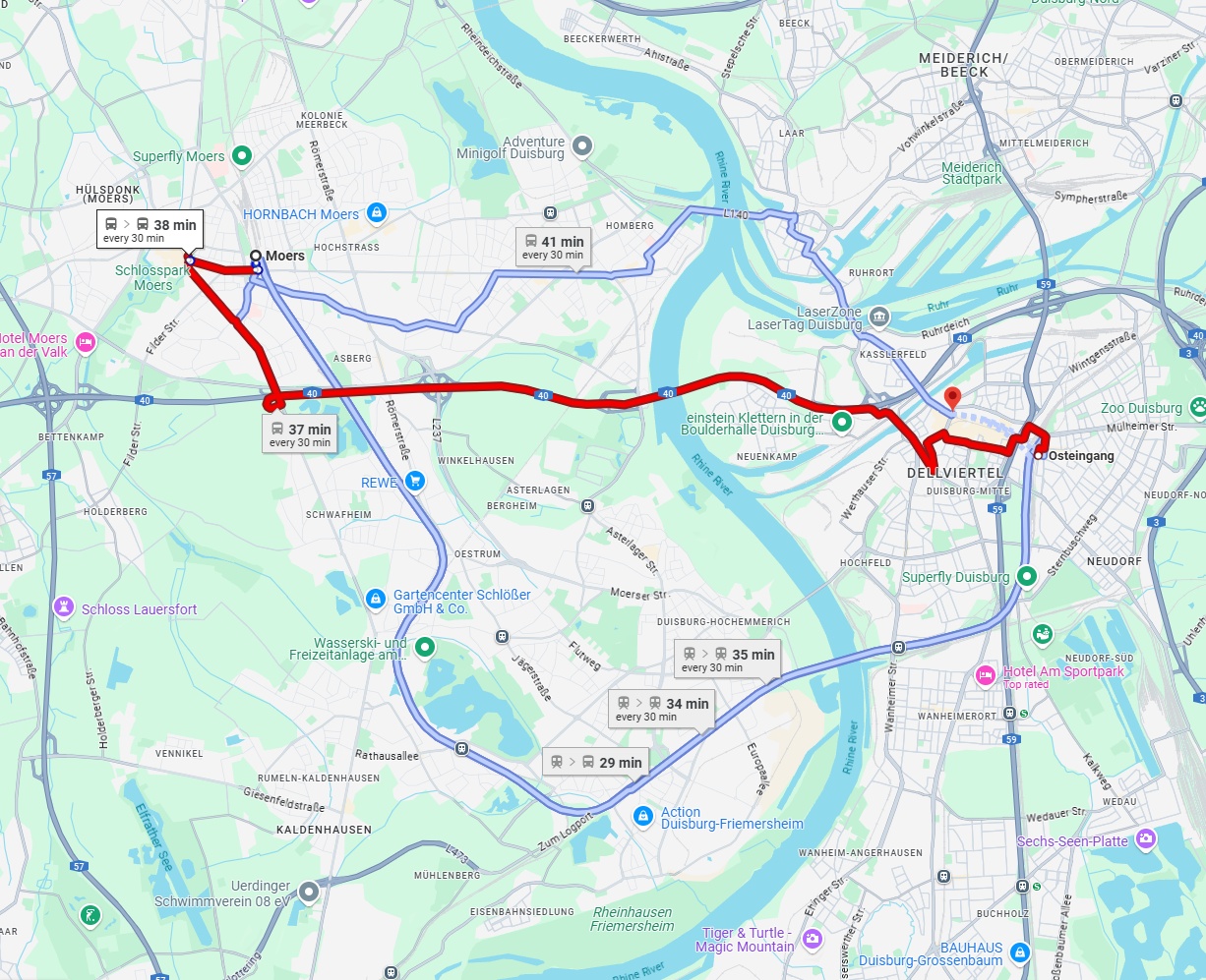 Anreise von Moers Zu Duisburg Über 