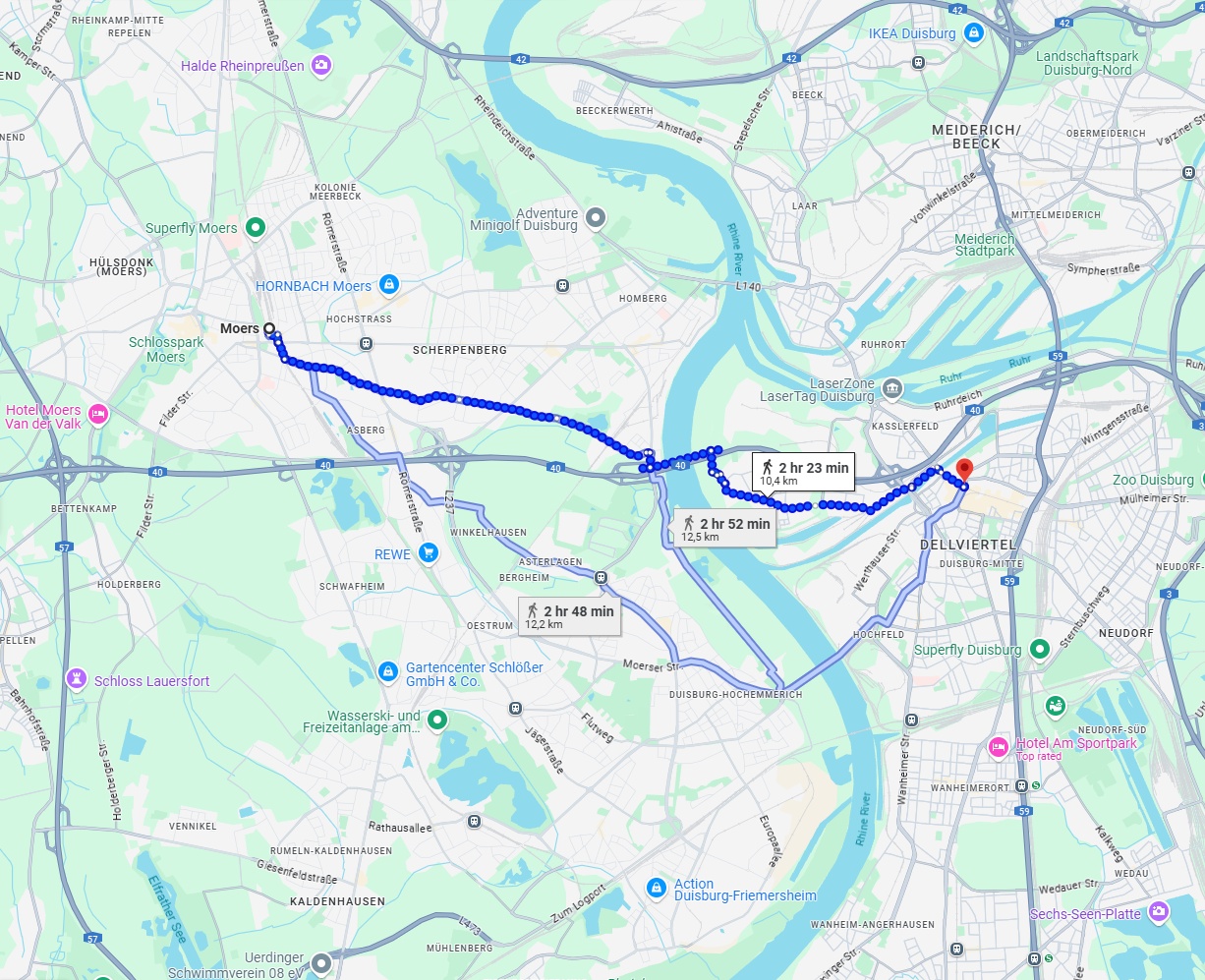 Anreise von Moers Zu Duisburg Über 