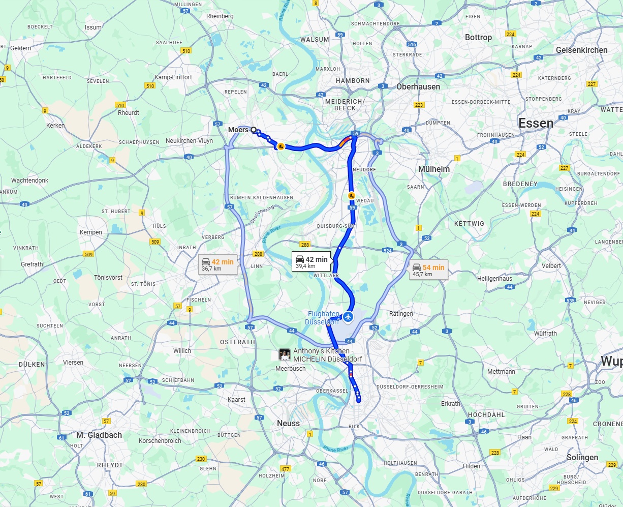 Anreise von Moers Zu Düsseldorf Über via A59 and B8