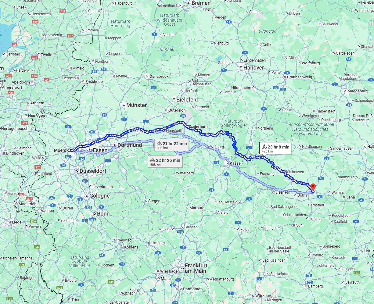 Anreise von Moers Zu Erfurt Über 