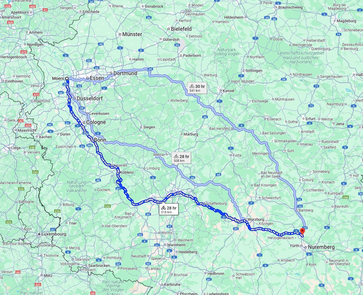 Anreise von Moers Zu Erlangen Über 