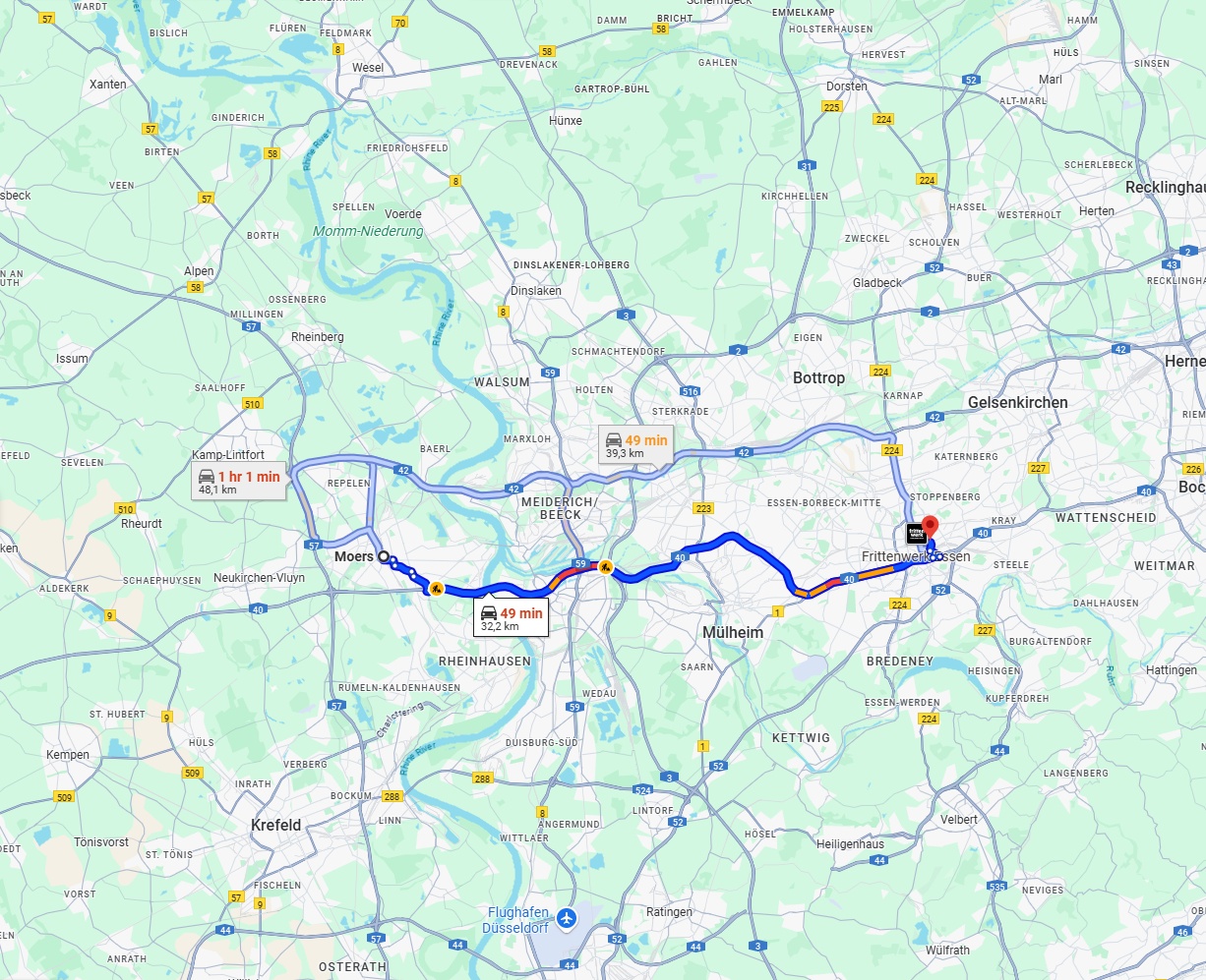 Anreise von Moers Zu Essen Über via A40