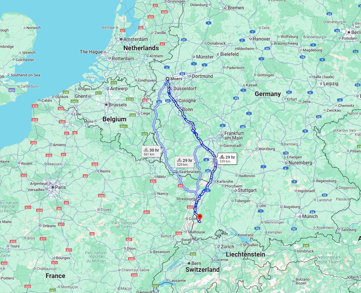 Anreise von Moers Zu Freiburg im Breisgau Über 