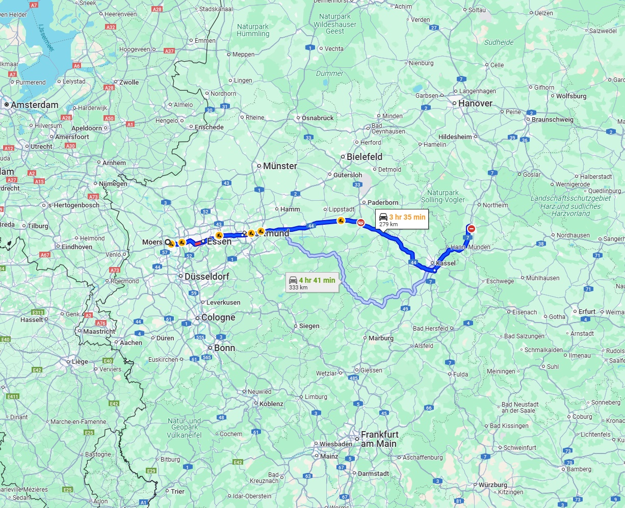 Anreise von Moers Zu Göttingen Über via A44