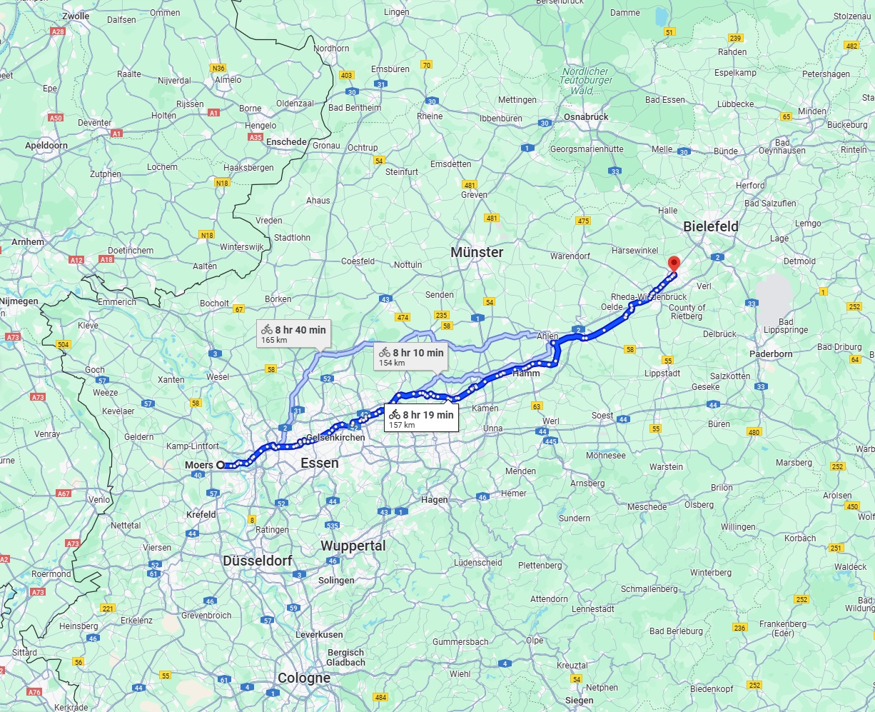 Anreise von Moers Zu Gütersloh Über 