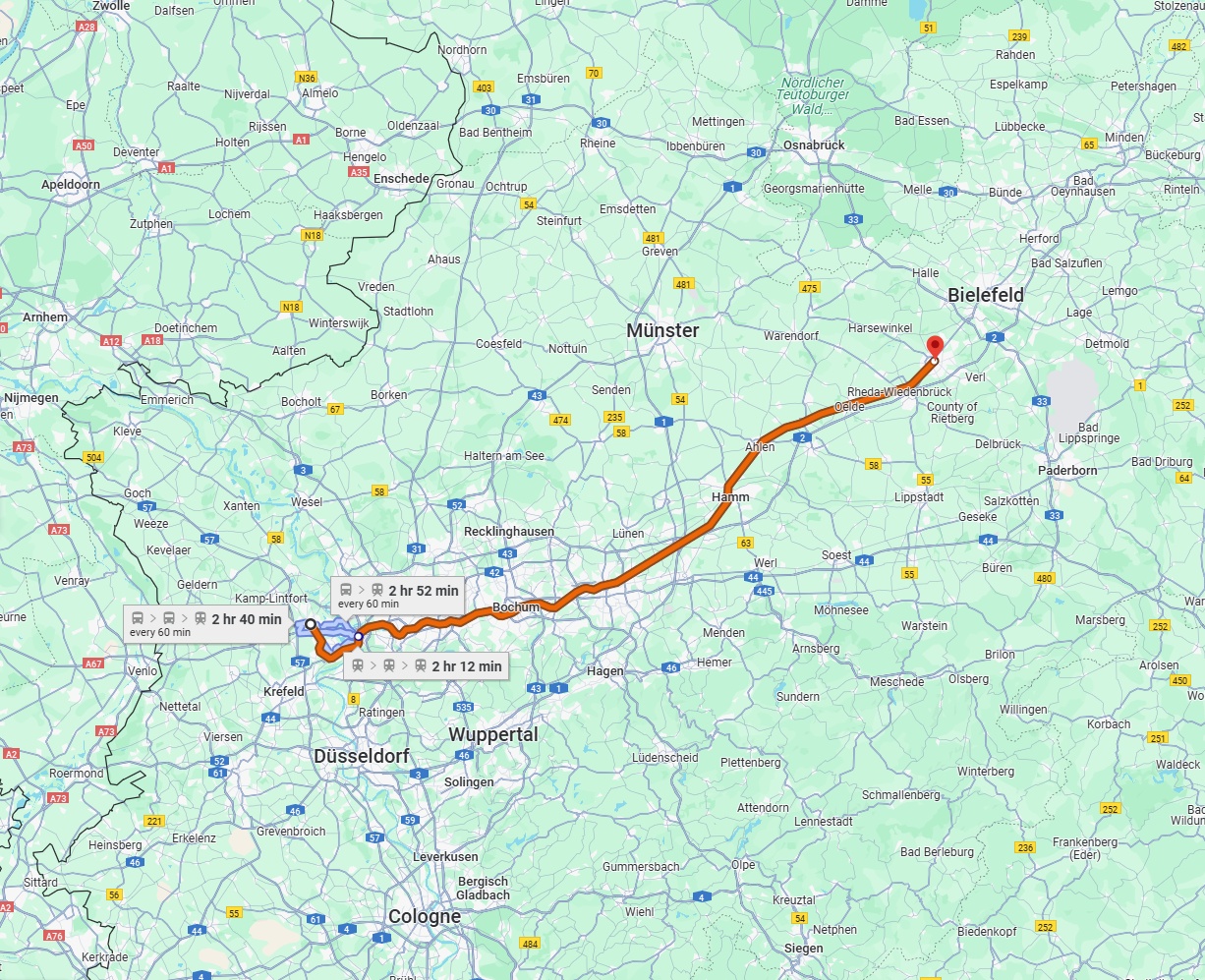 Anreise von Moers Zu Gütersloh Über 