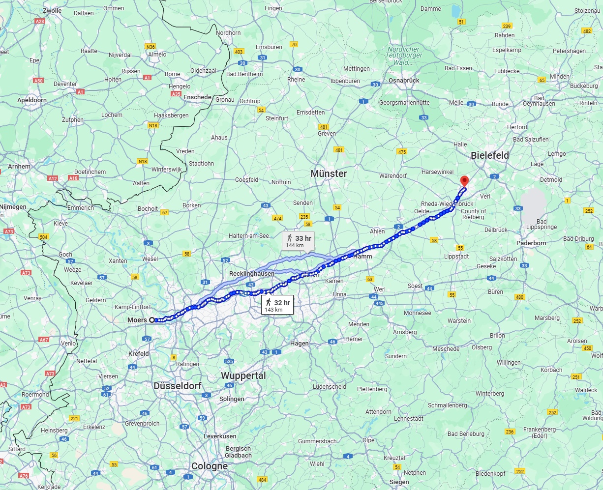 Anreise von Moers Zu Gütersloh Über 