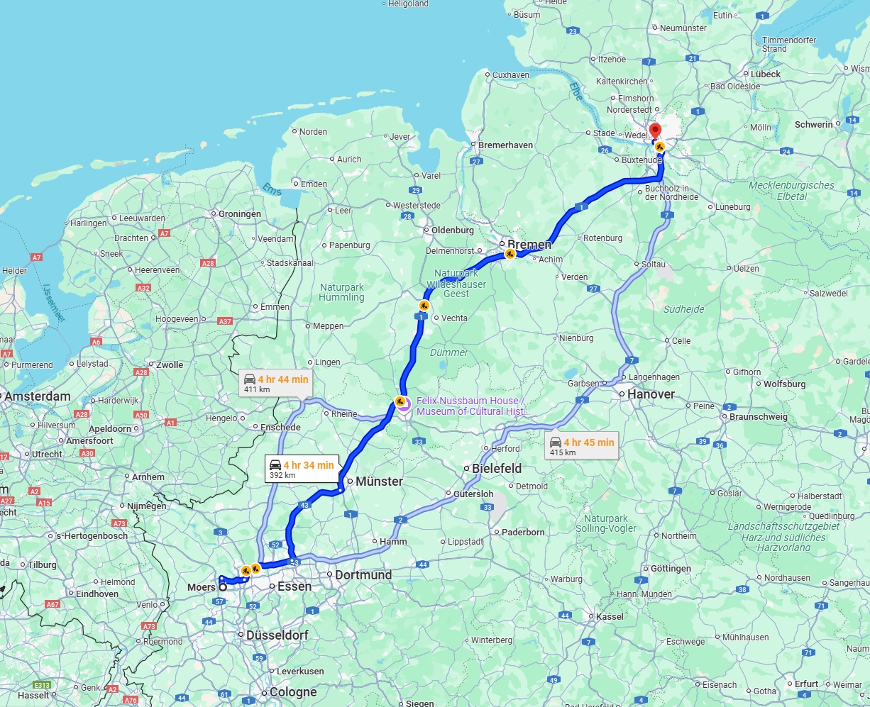 Anreise von Moers Zu Hamburg Über via A1