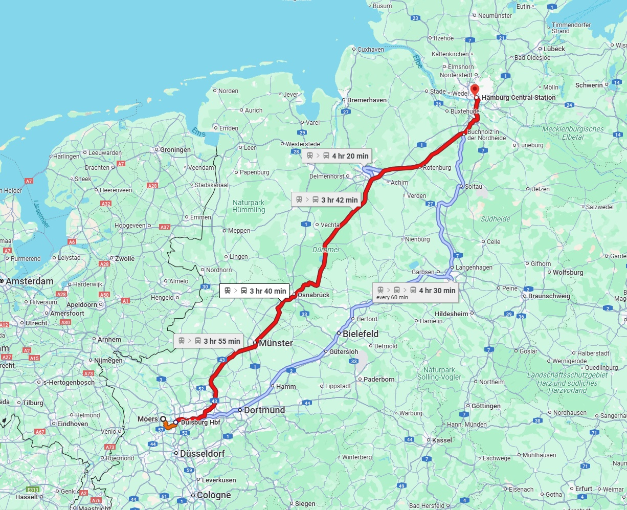 Anreise von Moers Zu Hamburg Über 