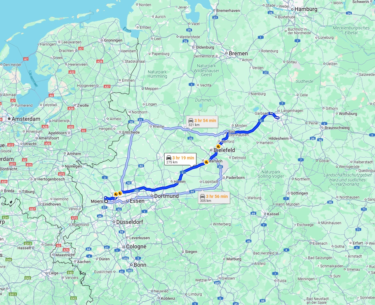 Anreise von Moers Zu Hannover Über via A2