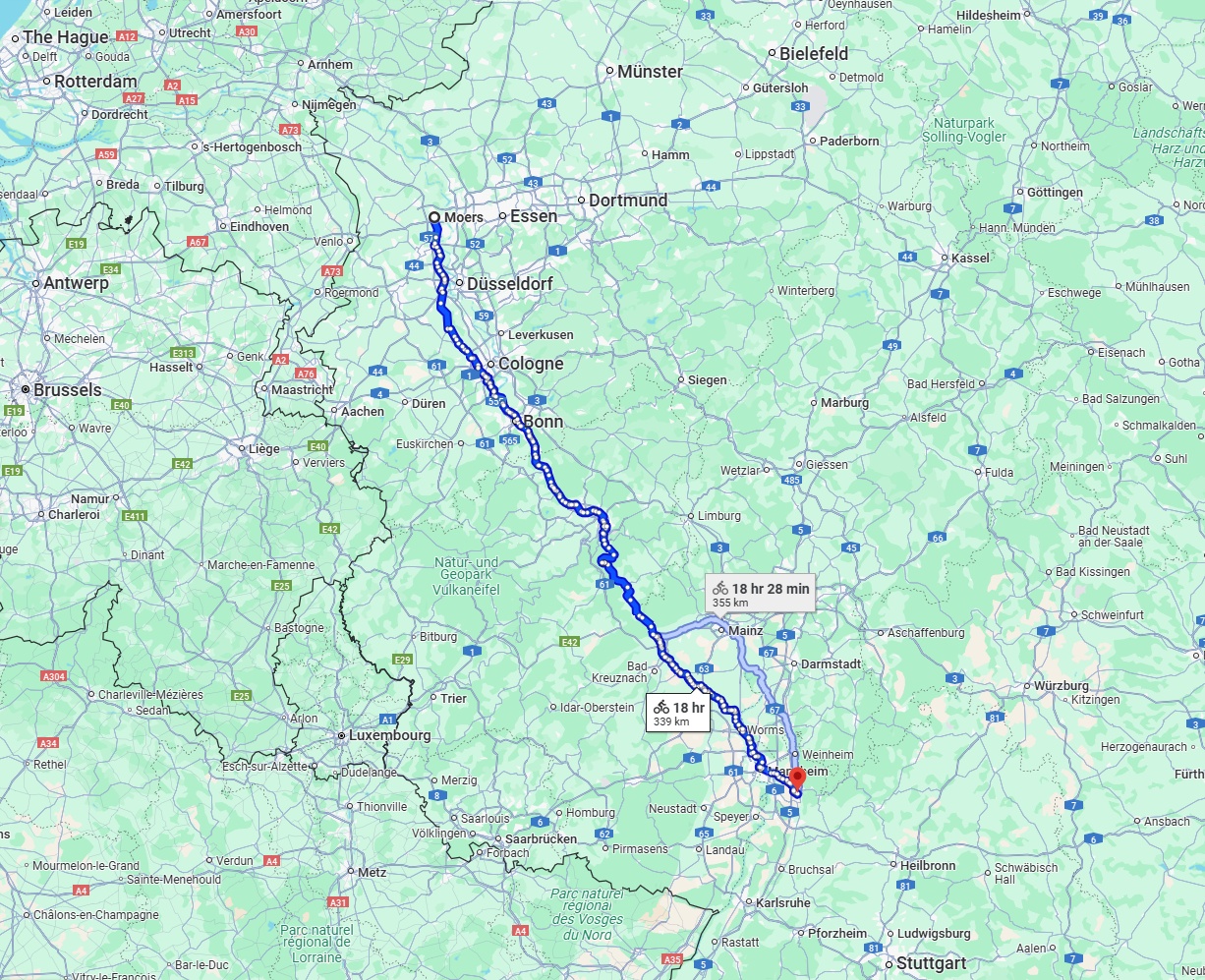 Anreise von Moers Zu Heidelberg Über 