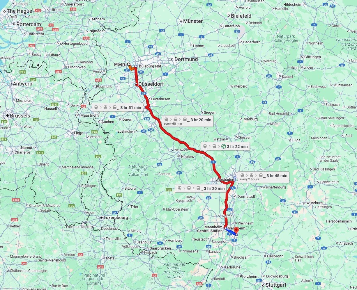 Anreise von Moers Zu Heidelberg Über 
