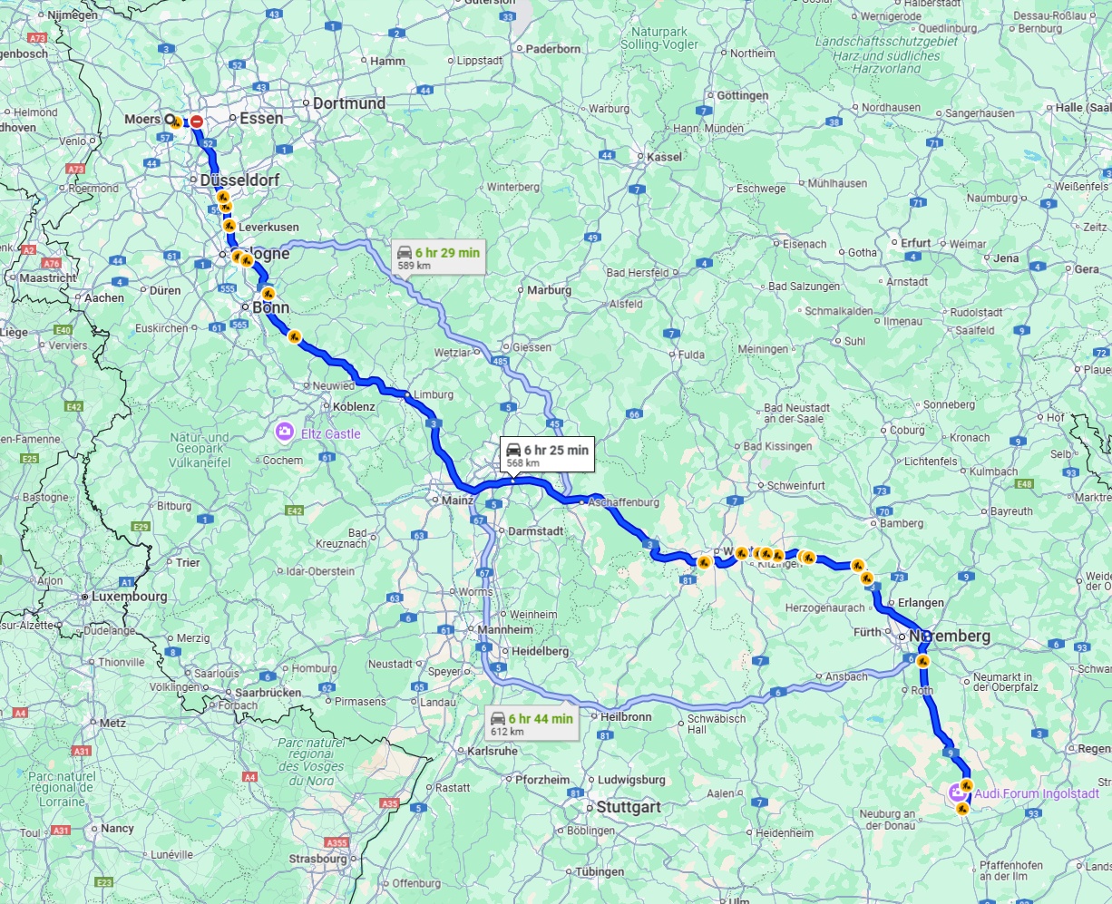 Anreise von Moers Zu Ingolstadt Über via A3