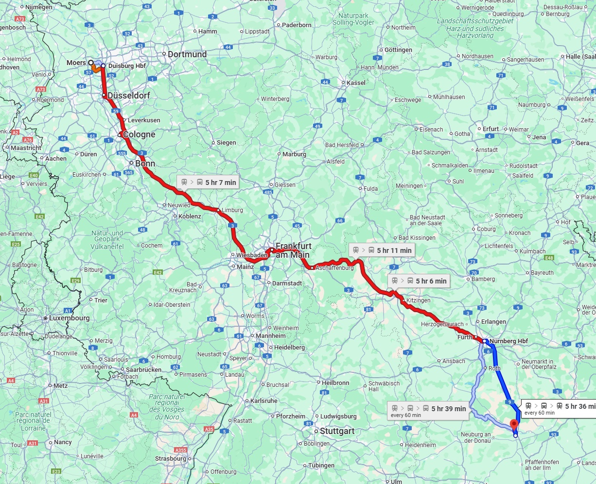 Anreise von Moers Zu Ingolstadt Über 