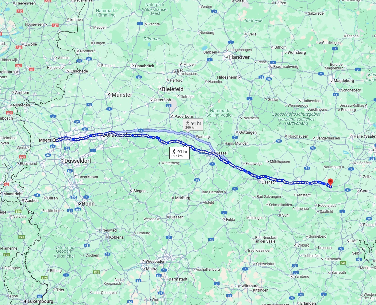 Anreise von Moers Zu Jena Über 