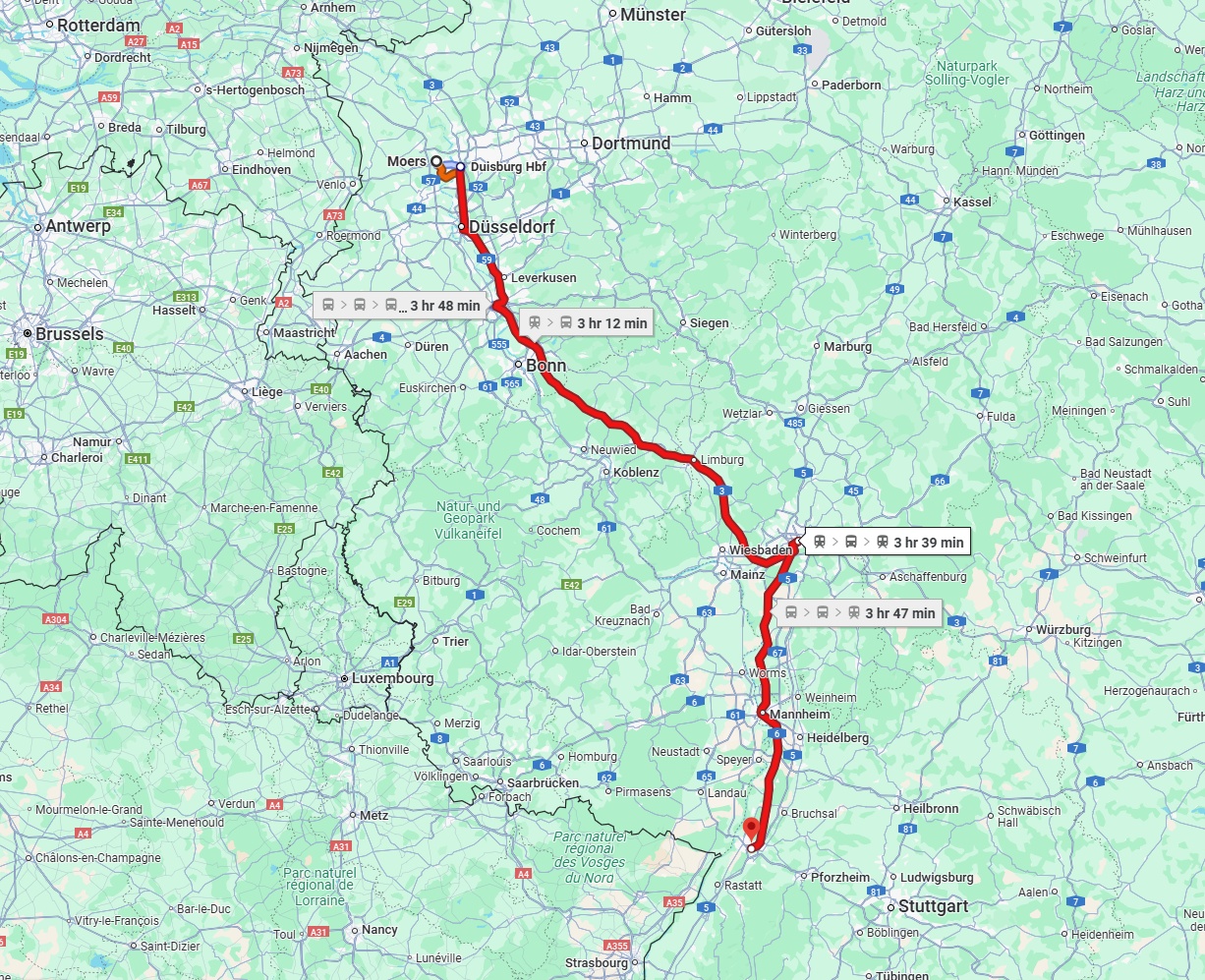 Anreise von Moers Zu Karlsruhe Über 
