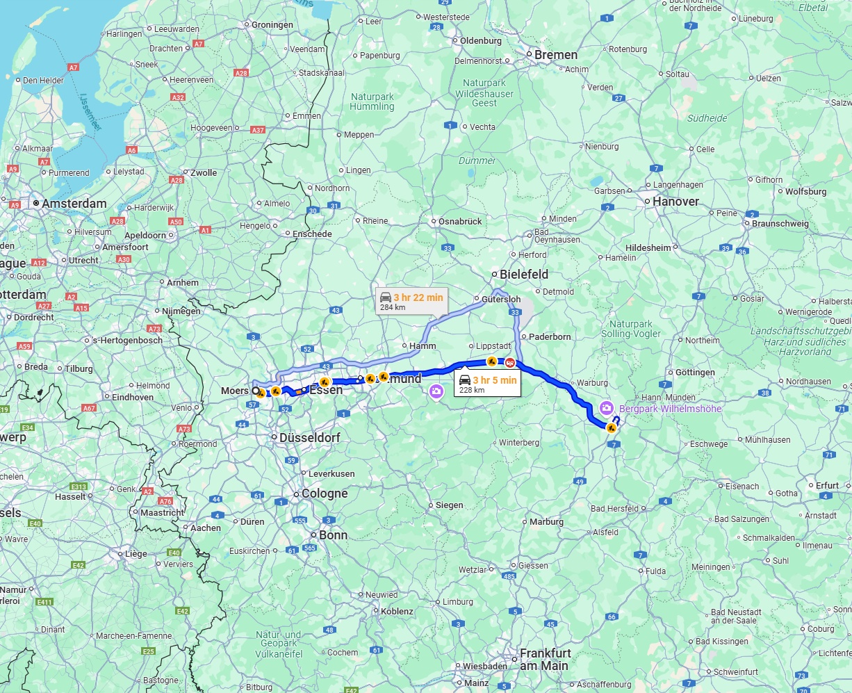 Anreise von Moers Zu Kassel Über via A40 and A44
