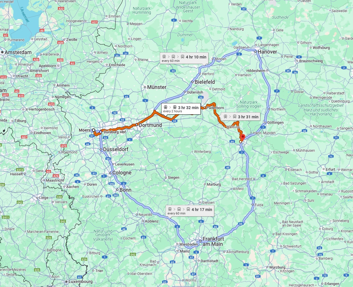 Anreise von Moers Zu Kassel Über 