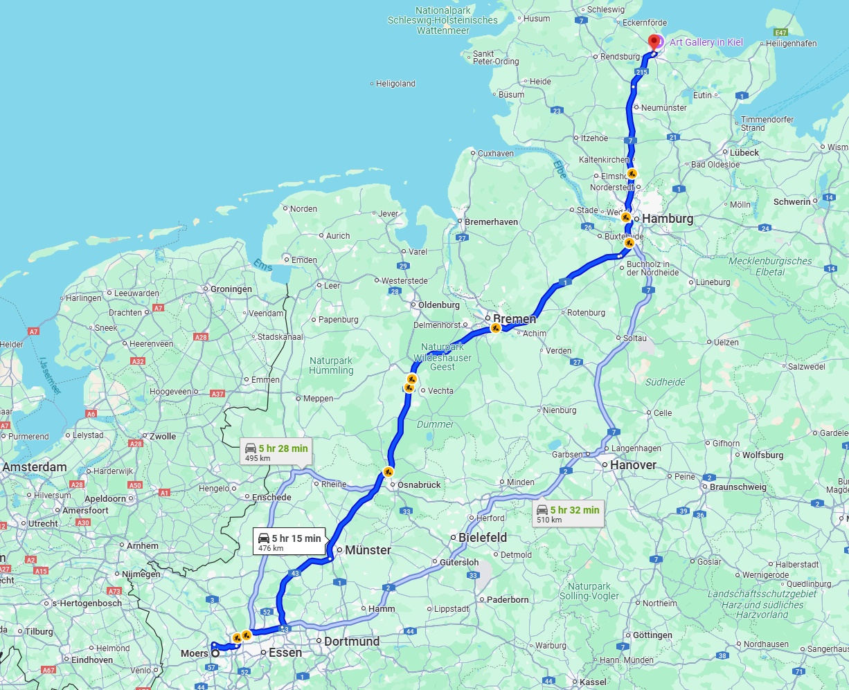 Anreise von Moers Zu Kiel Über via A1