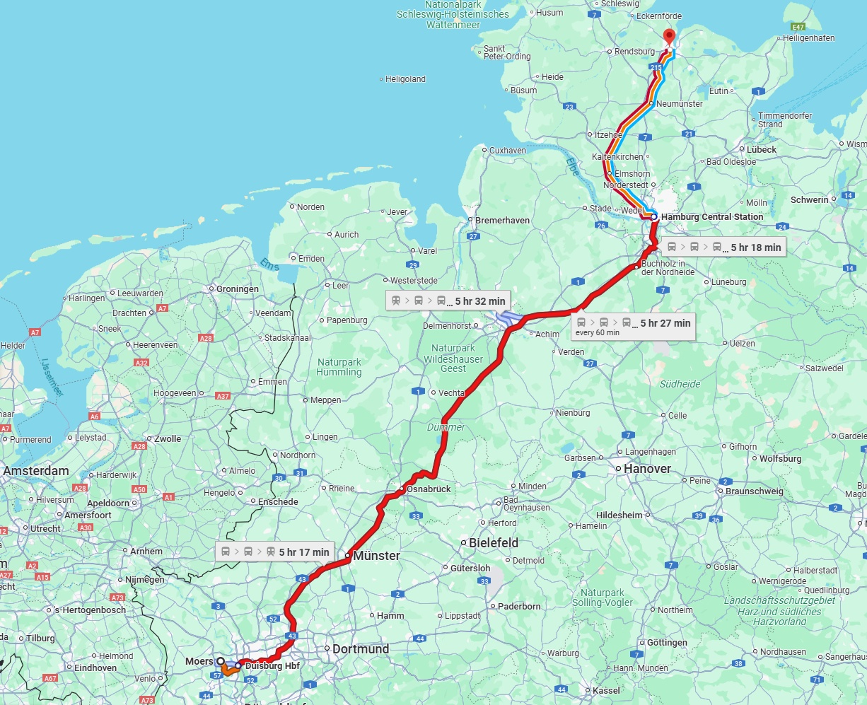 Anreise von Moers Zu Kiel Über 
