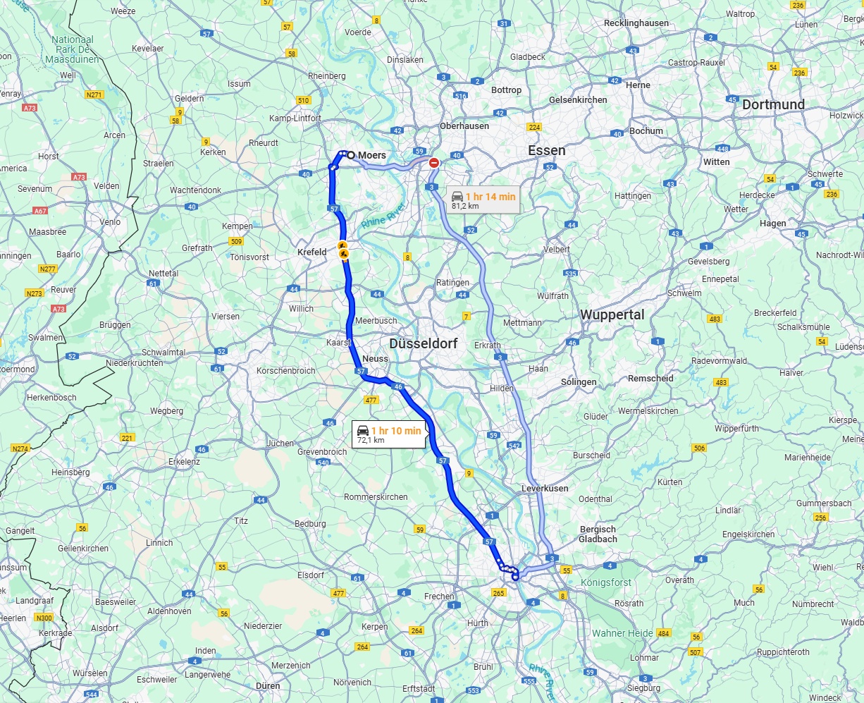 Anreise von Moers Zu Köln Über via A57