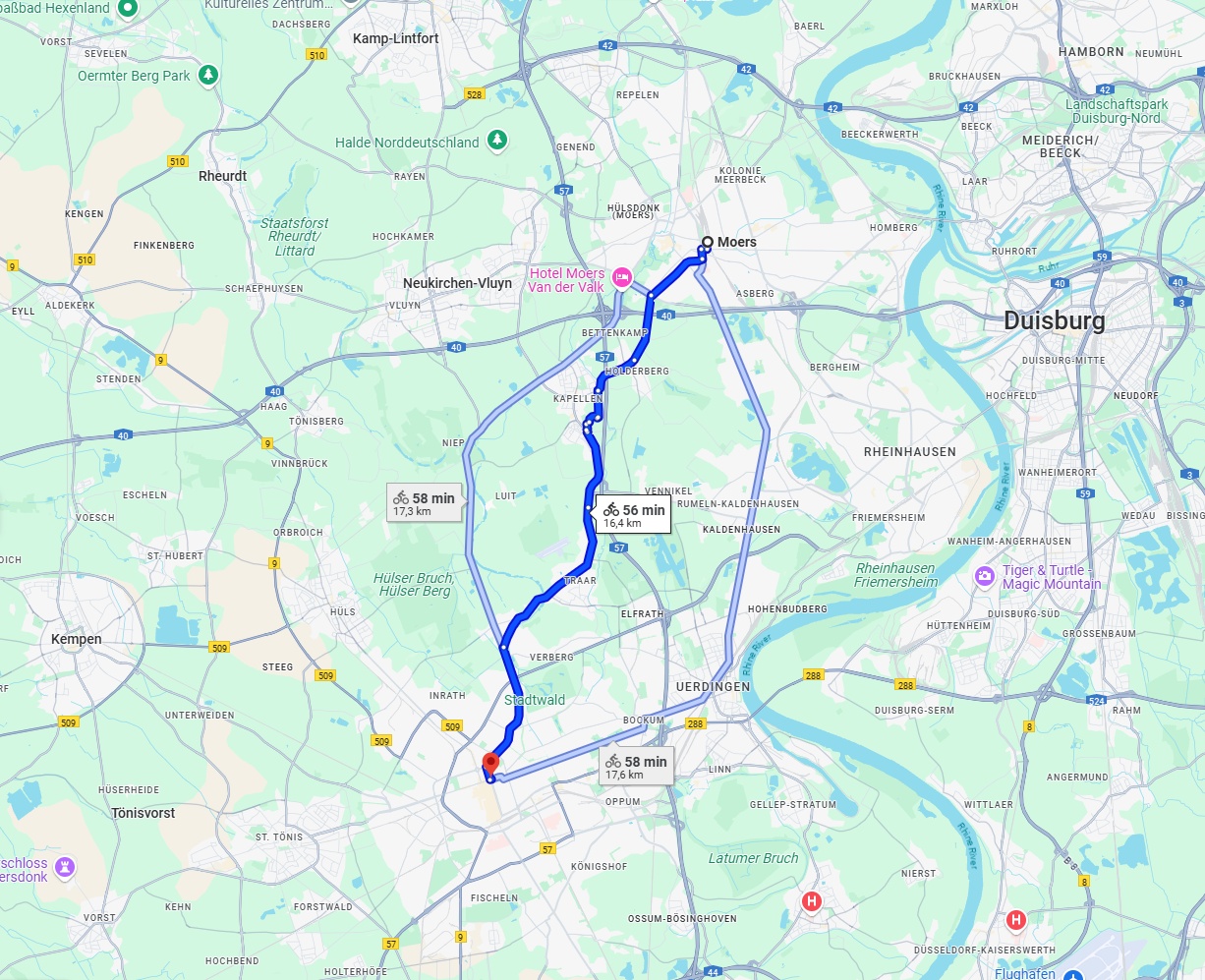 Anreise von Moers Zu Krefeld Über 