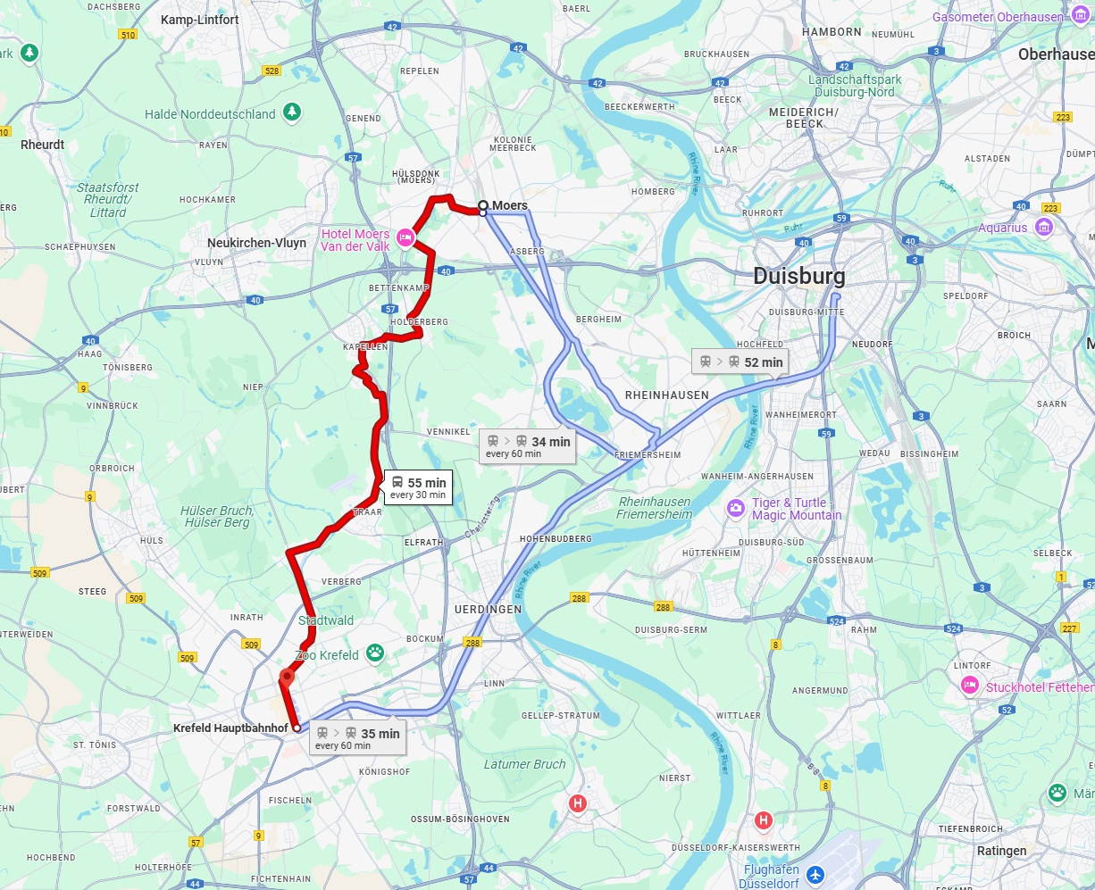 Anreise von Moers Zu Krefeld Über 