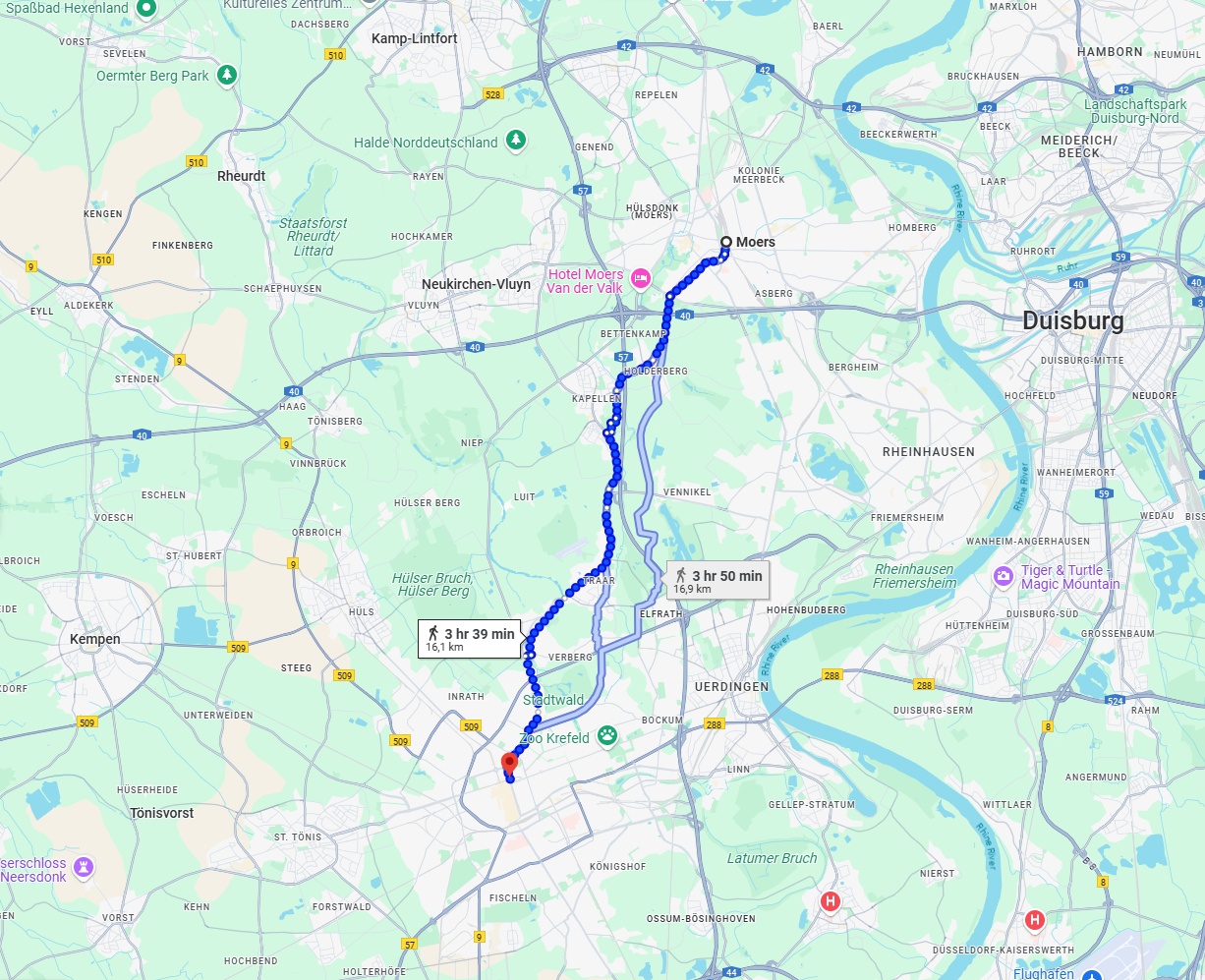 Anreise von Moers Zu Krefeld Über 