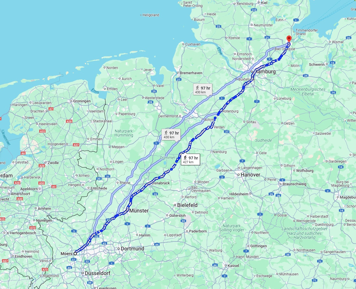Anreise von Moers Zu Lübeck Über 