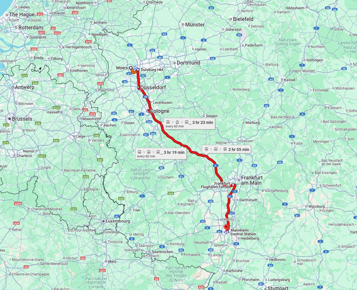 Anreise von Moers Zu Ludwigshafen am Rhein Über 